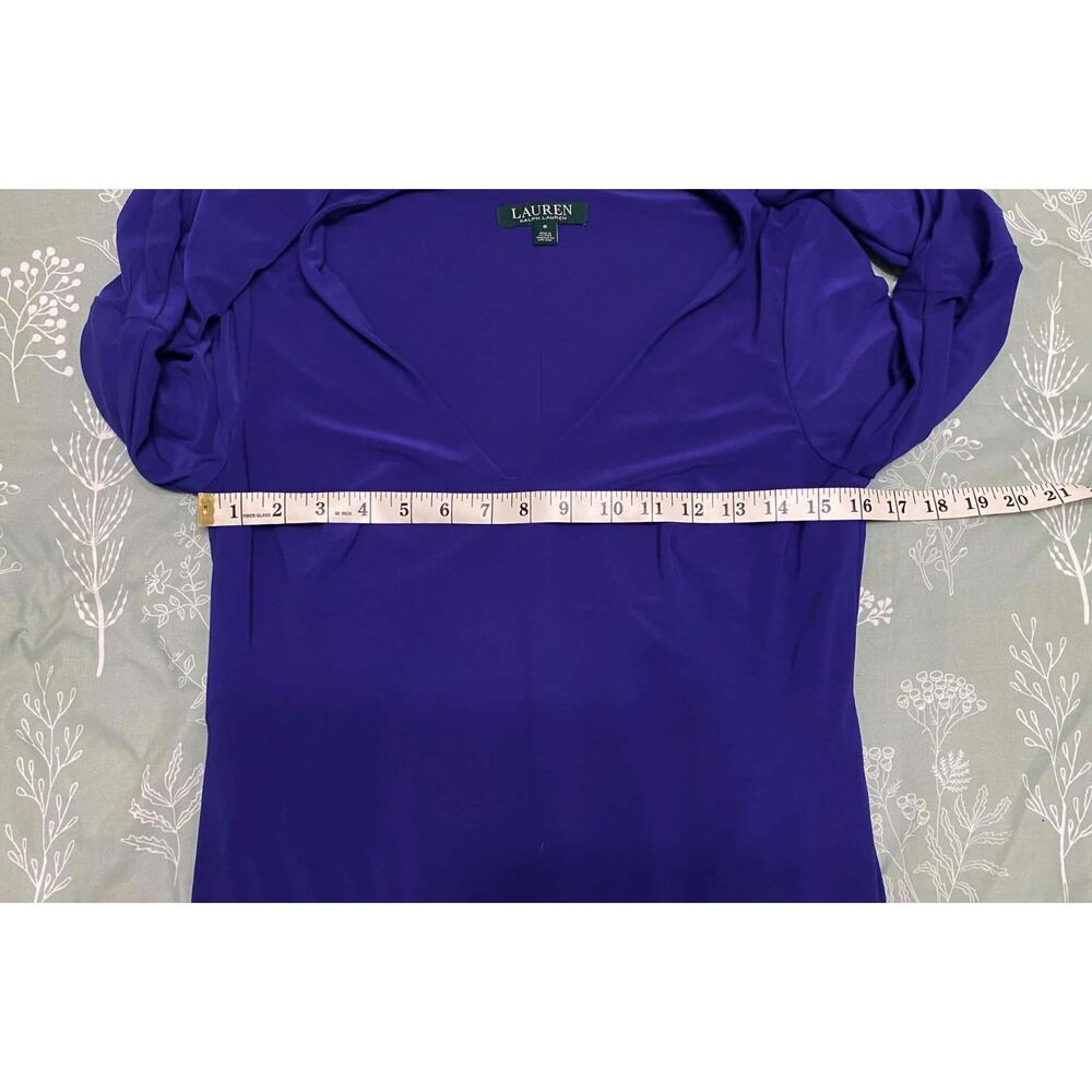 Lauren Ralph Lauren Women's Size 6 Royal Purple Bell Sleeve V-Neck Sheath Dress - Picture 6 of 6